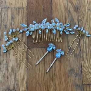 Pearl & Crystal Wedding Hair Comb & Pins
